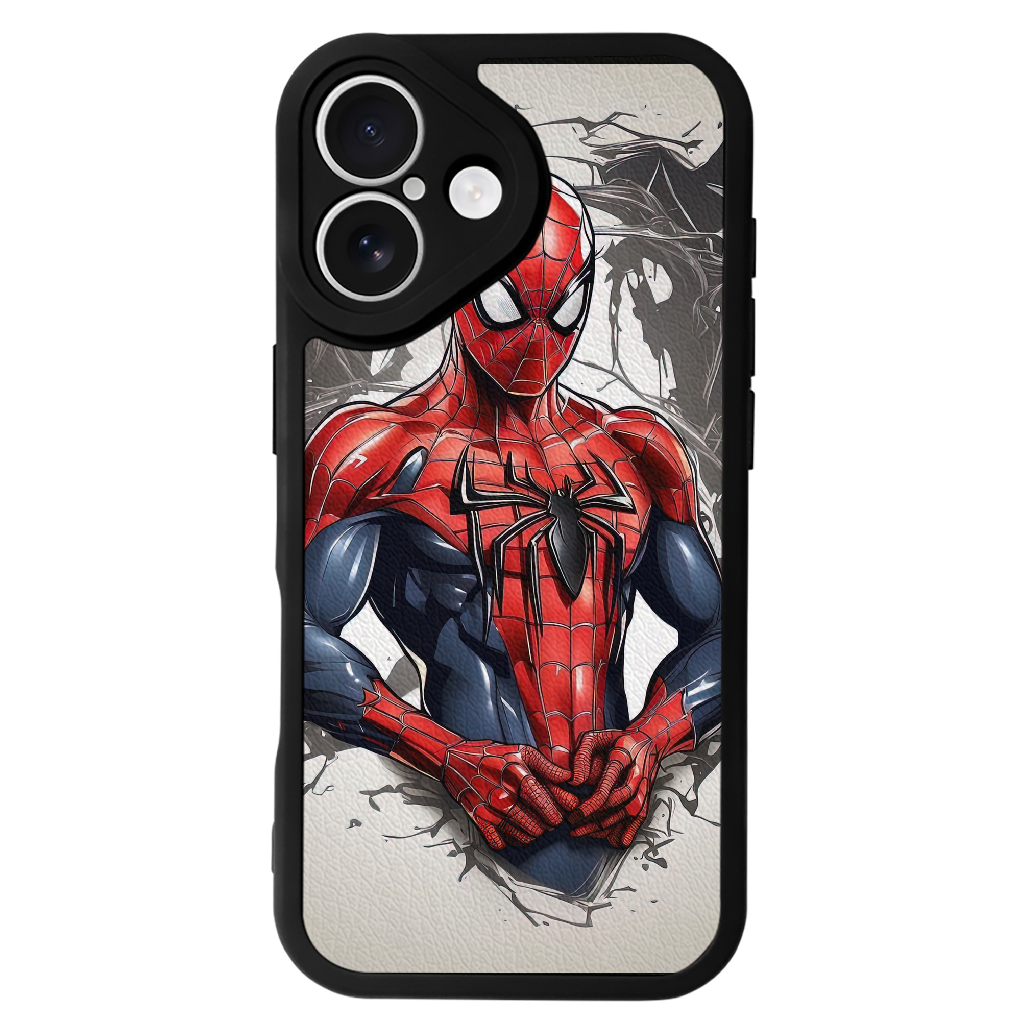 （画像用） Spider Man スパイダーマン 【iPhone 16シリーズ対応】シリコンスマホケース（レザー調） 材質：シリコン